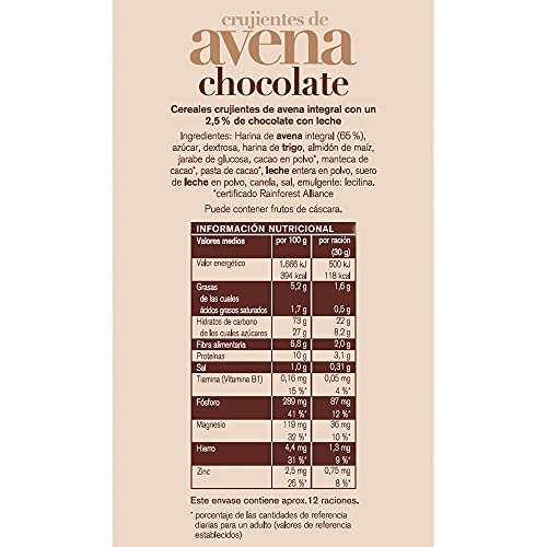 Kölln - Crujiente de Avena con Chocolate, Cereales Integrales, 100% Avena Integral, Alto Contenido de Fibra - 375 g