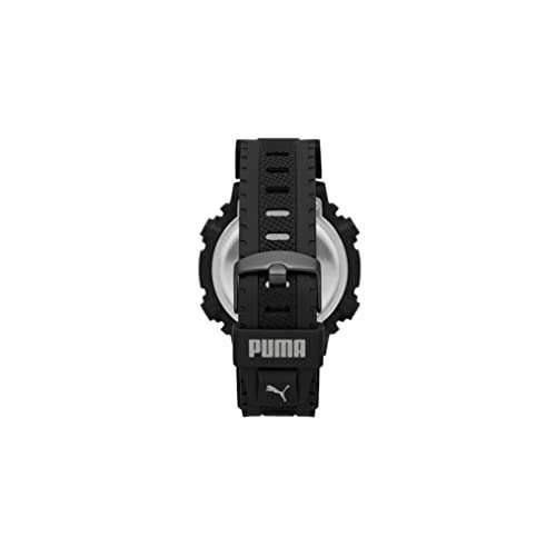 Puma Reloj para hombre Puma 12, movimiento LCD, 52MM Caja de poliuretano negra con correa de poliuretano