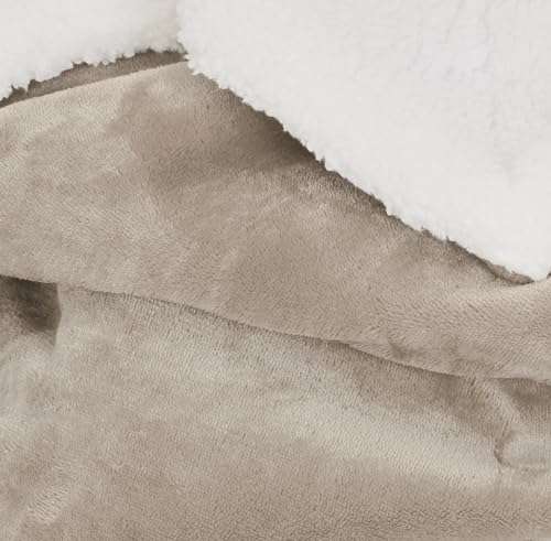 Amazon Basics – colcha Manta de tela sherpa y microvisón, 220 x 240 cm, Marrón topo