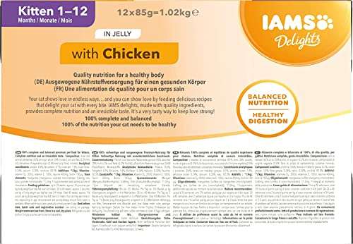 IAMS Delights Alimento Húmedo con Pollo en Gelatina Para Gatitos, 12 x 85 g