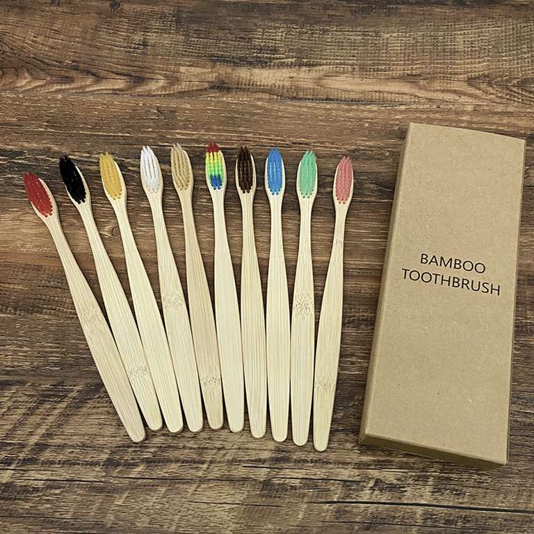 Pack 10 cepillos de dientes de bambú ( varios colores a elegir )