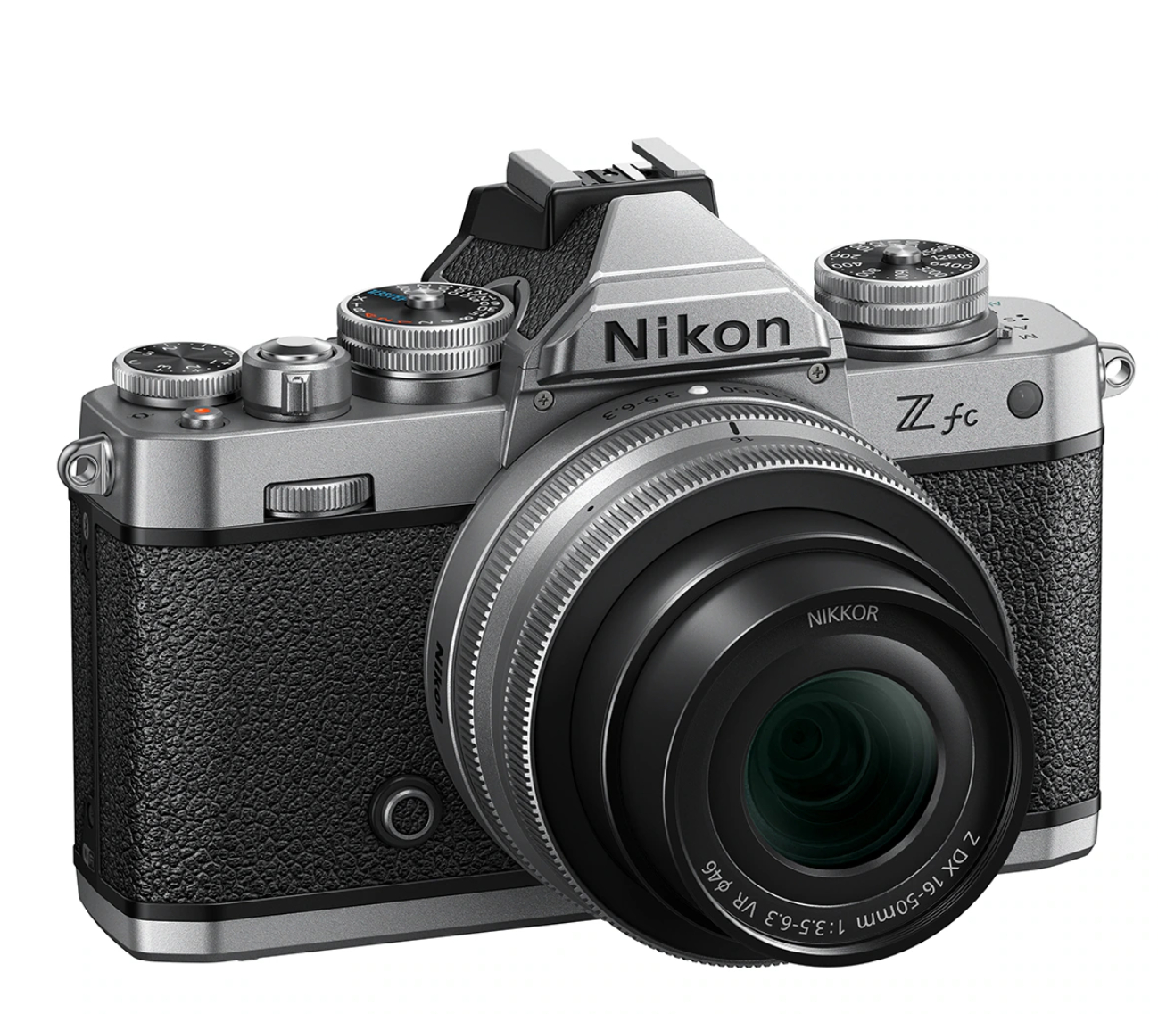 Cámara Nikon Z fc + Objetivo NIKKOR 16-50mm VR (Retro, 20.9 MP, 4K, Pantalla Articulada, WiFi, Plata)
