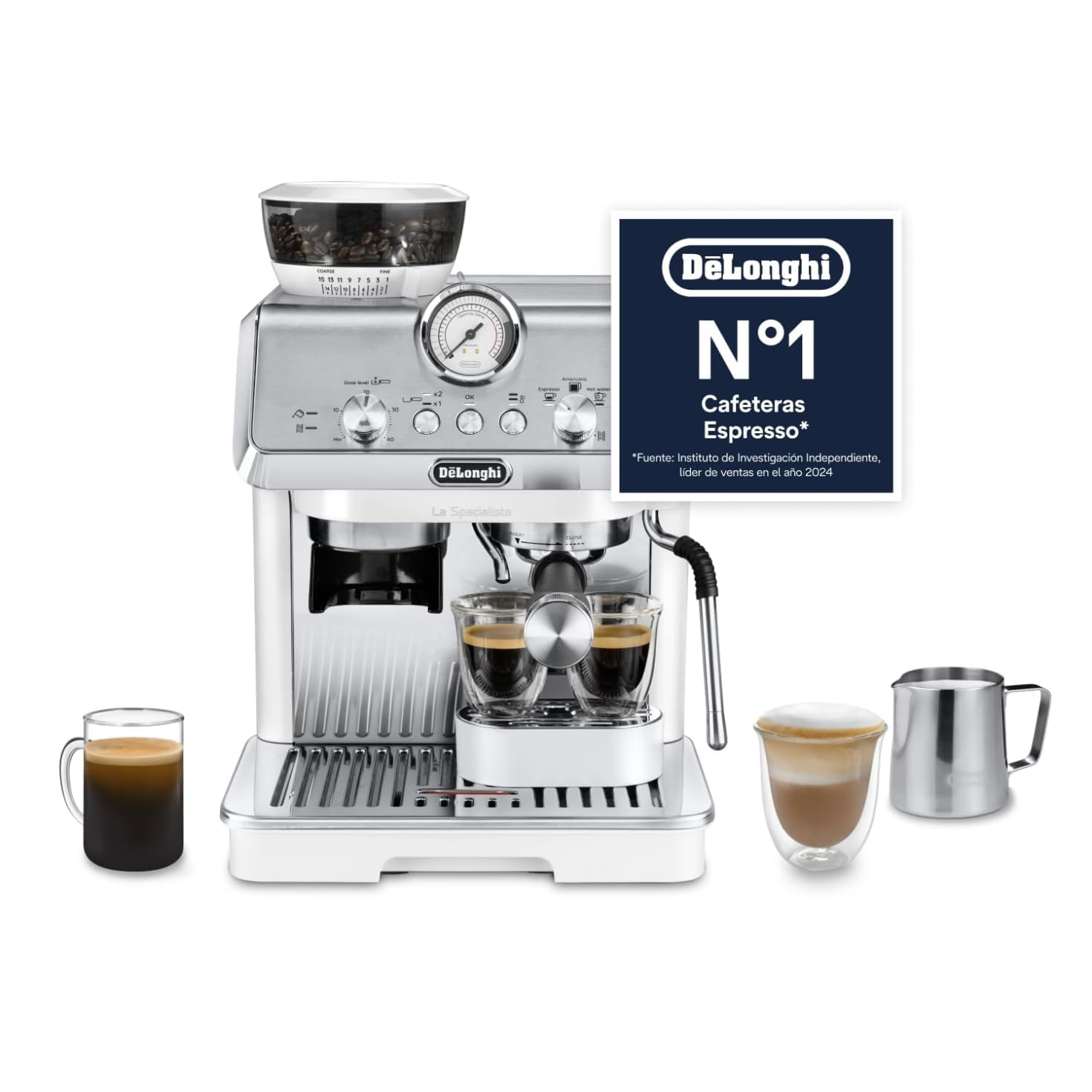 De'Longhi La Specialista Arte - Cafetera Espresso con Espumador de Leche Manual, Molinillo Integrado de 15 Niveles, 3 Temperaturas