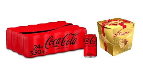 Coca-Cola Zero Azúcar, Pack de 24 latas de 330ml + Suchard Mini Tabletas de Turrón de Chocolate con Arroz Inflado en Porciones Individuales