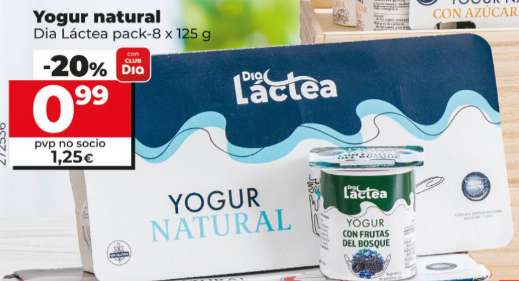 Yogur natural o azucarado [8x125g] - Ofertas DIA
