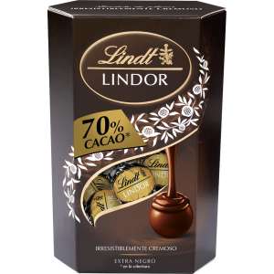LINDT LINDOR Bombones de chocolate extra negro 70% estuche 200 g