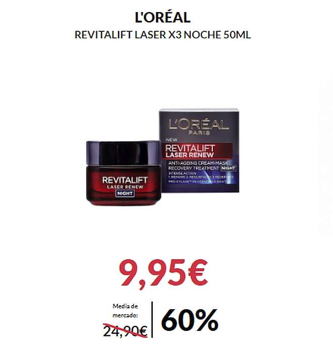 L'Oreal Revitalif Laser X3 Noche 50 ml Antiedad · Crema · Arrugas