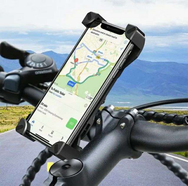 Soporte Movil Universal para Bicicleta Motocicleta Manillar Carretera Montaña Ajustable 360° Rotación