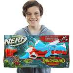 Nerf Lanzador DinoSquad Tricera-blast, carga de 3 dardos con apertura, 12 dardos Nerf, porta-dardos, diseño de dinosaurio Triceratops