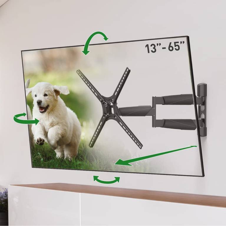 Soporte de Pared para televisores de 53,5 cm de Largo, Giratorio de 13 a 65″ inclinable (como nuevo)