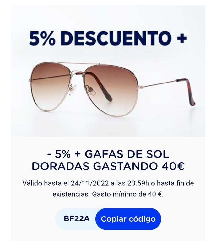 VisionDirect lentillas - 5% + GAFAS DE SOL DORADAS GASTANDO 40€ - Black Friday