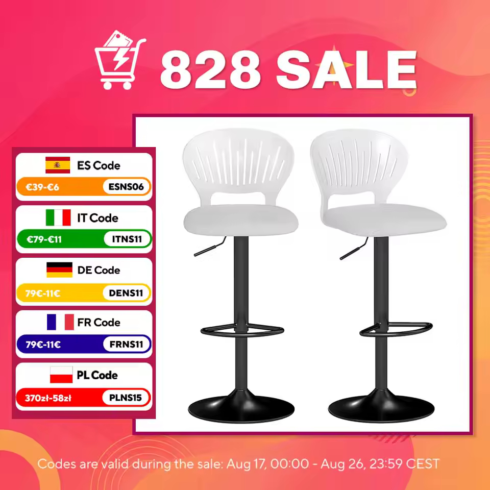 HOMCOM Juego de 2 Taburetes Altos de Cocina Giratorios en 360° (colores disponibles en blancos, negros y gris))