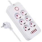 Regleta Maclean MCE389/391 con 6 Conectores + 4xUSB + 1xUSB-C 2500W y cable de 3 metros