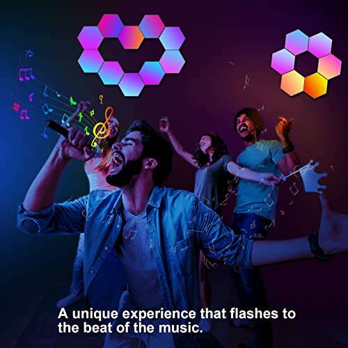 Hexagonal LED Pared Luces 8pcs RGB Gaming Panel — Sincronización de Música Hexagonales