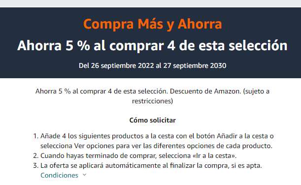 Amazon: Ahorra 5 % al comprar 4 de esta selección