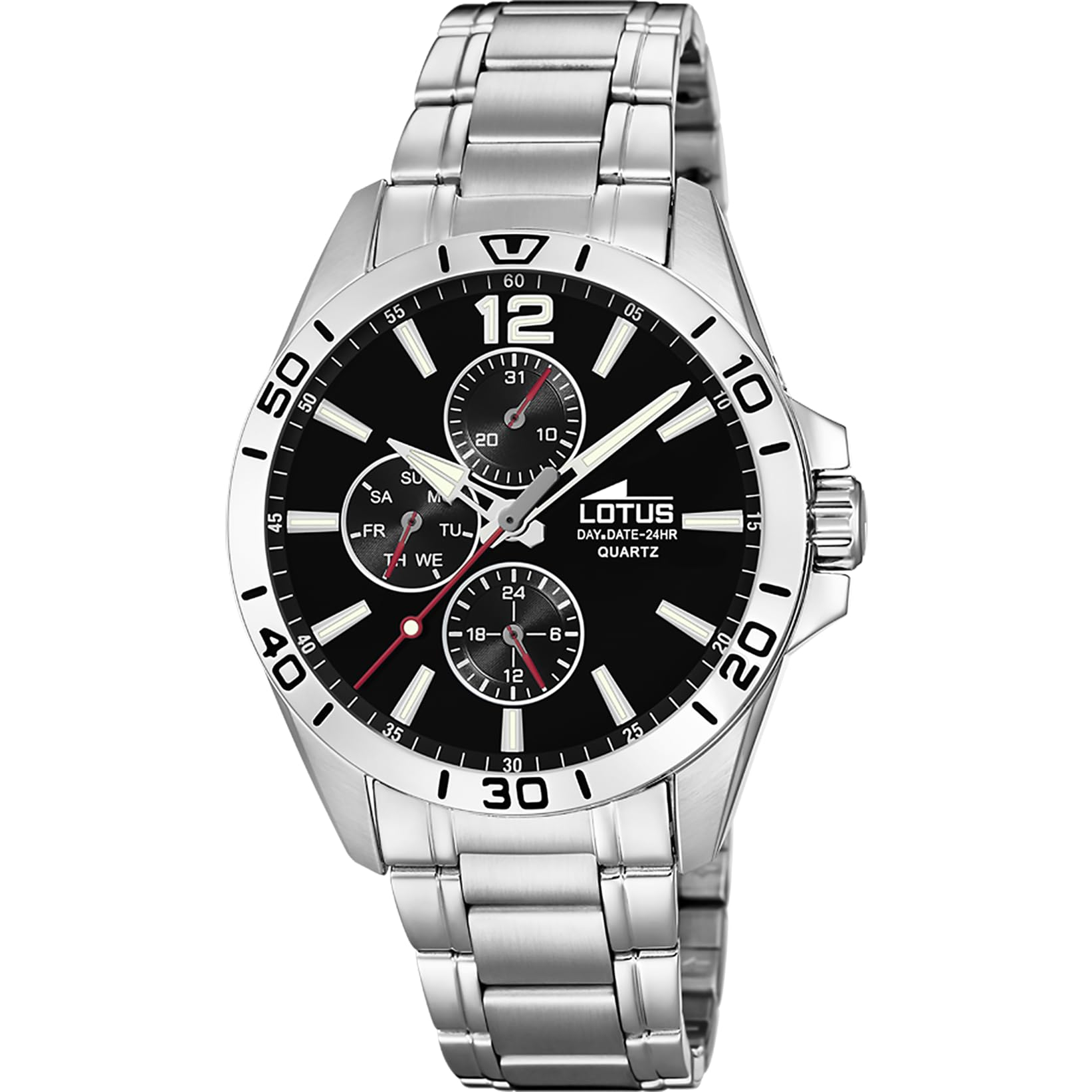 Lotus Reloj Hombre Analógico de Acero Inoxidable - Movimiento de Cuarzo - Cristal Mineral de Alta Resistencia - Resistente al Agua