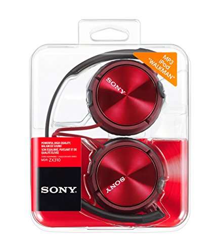 Sony MDR-ZX310APR - Auriculares de diadema cerrados (con micrófono, control remoto integrado), rojo