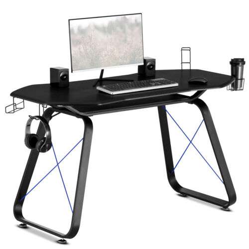 Mesa gaming desk, escritorio gamer ergonomico, mesa de juegos para PC, azul