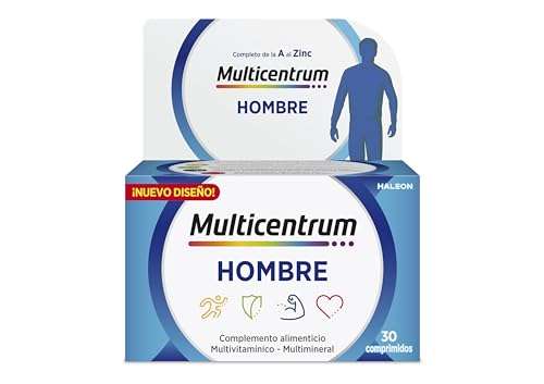 Multicentrum Hombre Complemento Multivitamínico y Multimineral Para Hombres, Sin Gluten, Con Vitaminas. Magnesio.Hierro. 30 Comprimidos