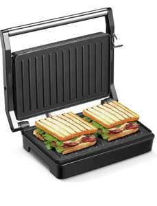Cozeemax Parrilla de contacto para sándwiches, filetes y como parrilla para panini, sandwichera con revestimiento antiadherente