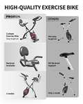 Bicicleta Plegable con respaldo, Fitness, Banda de Resistencia, 8 Niveles Resistencia Magnética,Sensor de Pulso, Altura Ajustable