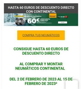 Hasta -60€ de Descuento Directo con Neumáticos Continental.