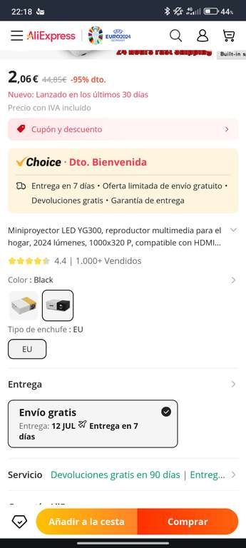 Mini Proyector YG300 (Nuevo usuario 2'06€)