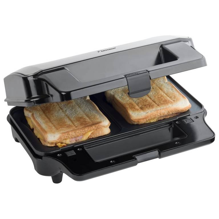 Bestron Parrilla Sandwichera 3 en 1, Revestimiento Antiadherente, 900 W