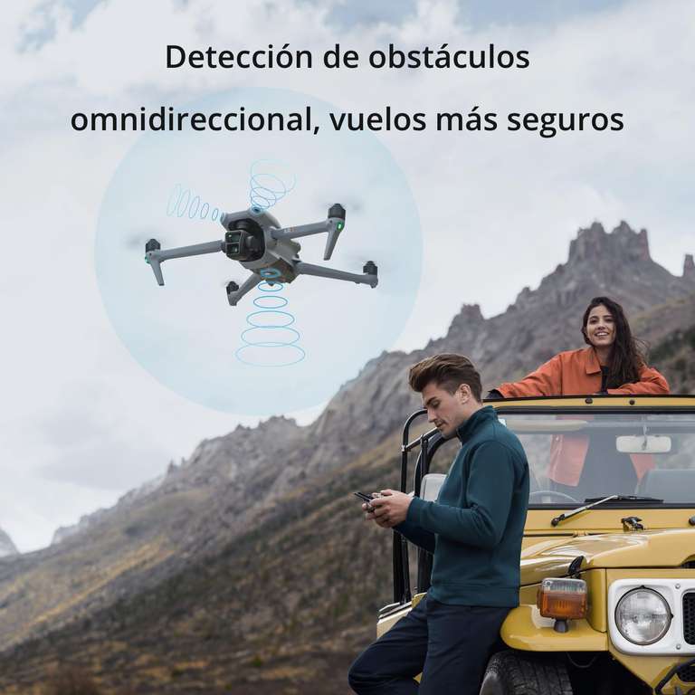 DJI Pack Air 3 Vuela Más con DJI RC 2 (control remoto con pantalla), dron con doble cámara 4K HDR con gran angular y teleobjetivo medio
