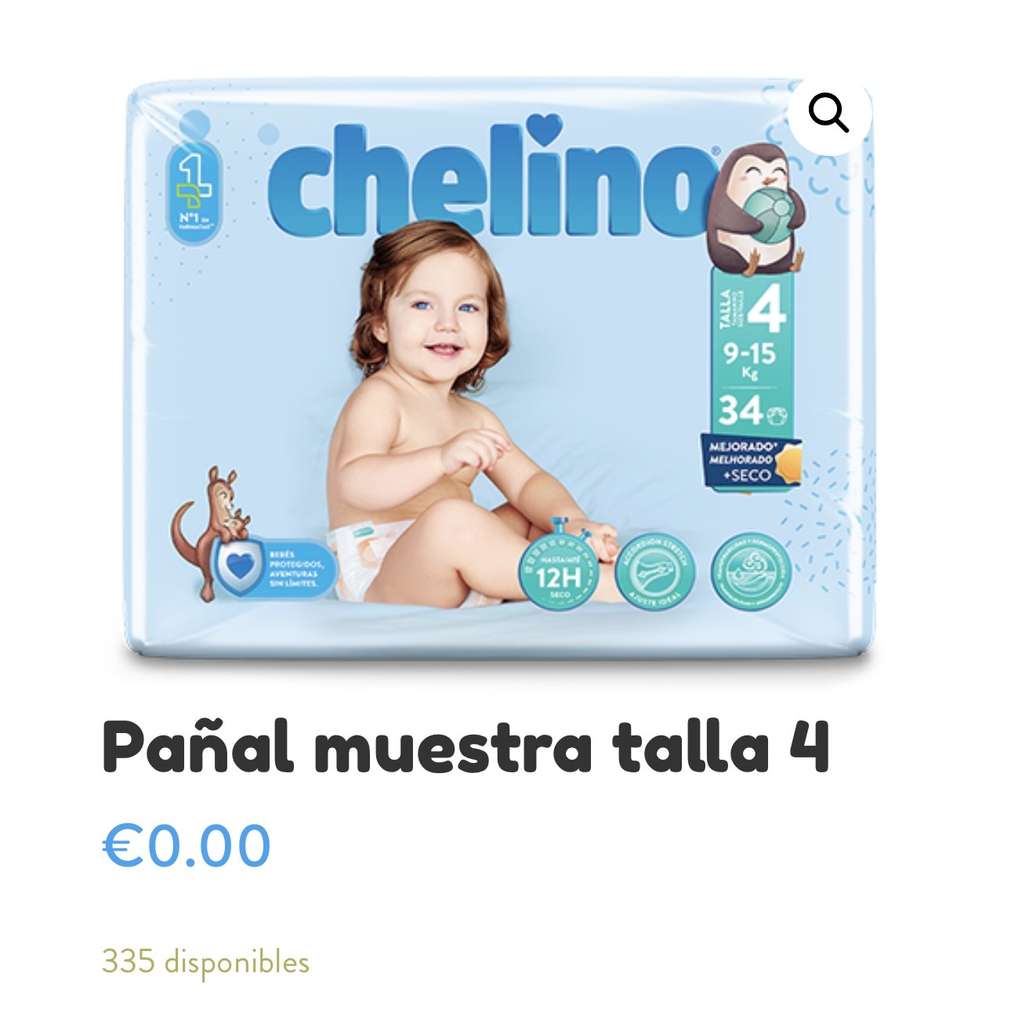 Pañales Chelino Talla 4 (9-15 kg) 34 uds