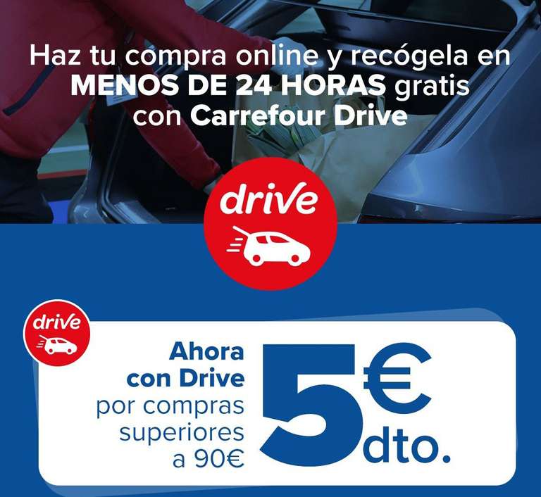Carrefour Drive 5€ Descuento con tus compras + 90€