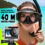 Exprotrek Cámara Deportiva 4K con Pantalla táctil, 4K 30fps,cámara subacuática Impermeable de 40 m