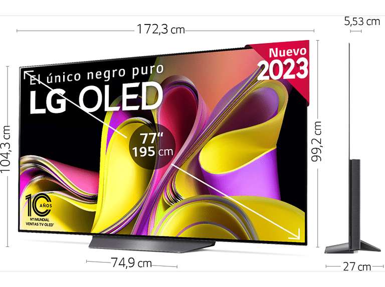 TV OLED 77" - LG OLED77B36LA [2023] + Barra sonido LG SN4 300W + 400€ cashback by LG +10€ newsletter ***Precio Final 2089***