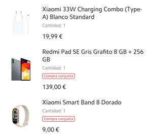 Xiaomi Redmi Pad SE 8gb 256gb + Xiaomi Band 8 + Cargador 33w. ESTUDIANTES 151€. (Con mi points 120€)