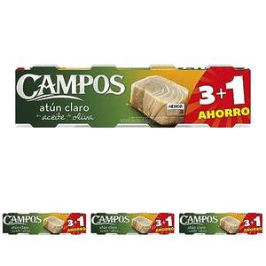 4 packs de 4 latas CAMPOS atún Claro De Pesca Responsable Apr En Aceite De Oliva, 340 ml