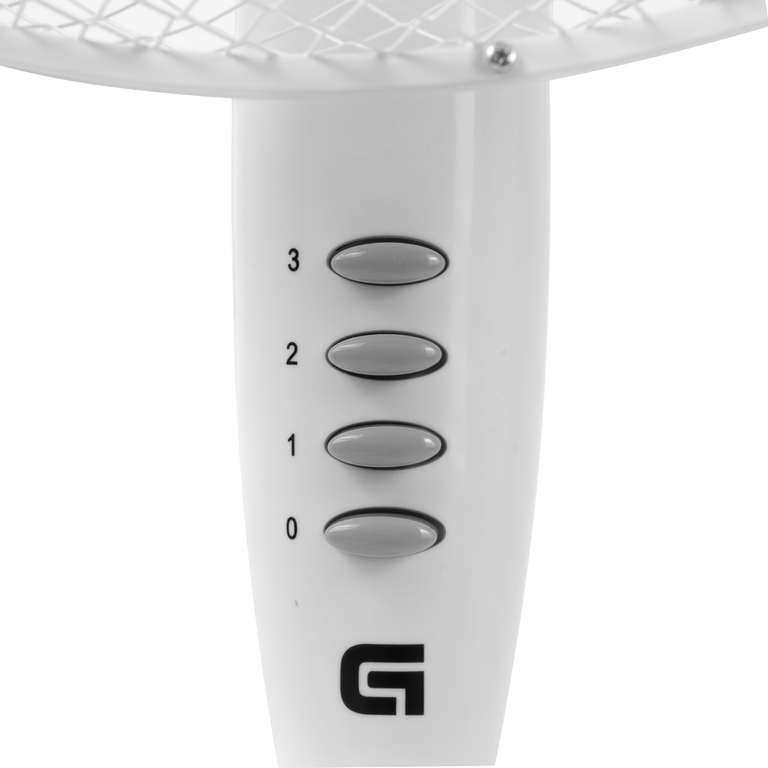 Grunkel Ventilador de Pie FAN-165X - 16" con 3 Velocidades, Altura Regulable - Base en Forma de Aspa de 50cm de Diámetro - 50W - Blanco