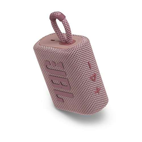 JBL GO 3 - Altavoz inalámbrico portátil con Bluetooth, resistente al agua y al polvo (IP67), rosa