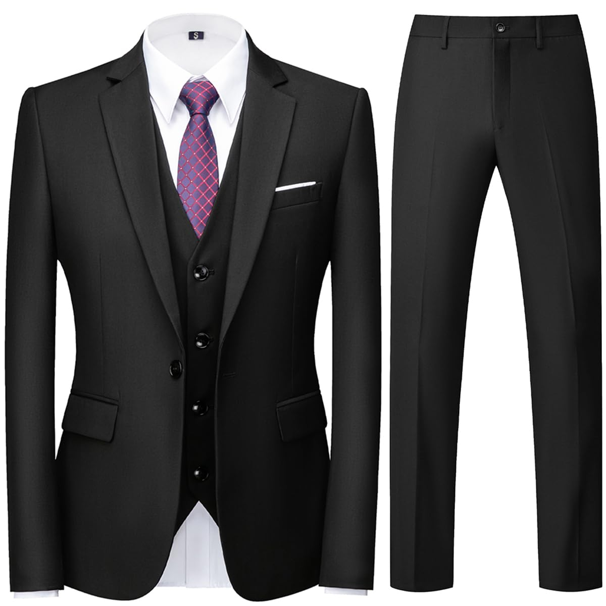 Allthemen Traje para Hombre Boda 3 Piezas Slim Fit Trajes de Esmoquin Un botón Color sólido Chaqueta Formal para Hombre Chaleco y Pantalones
