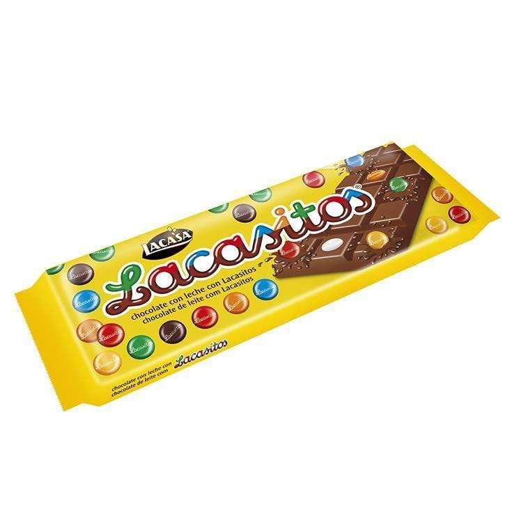 Lacasitos Tableta de Chocolate con Leche 100 gr: Delicioso chocolate con leche relleno de grageas coloridas