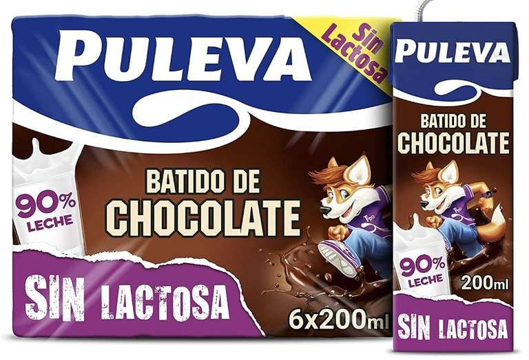 Puleva Batido de Chocolate Sin Lactosa - Caja con 5 packs con 6 minibriks de 200mñl (COMPRA RECURRENTE)