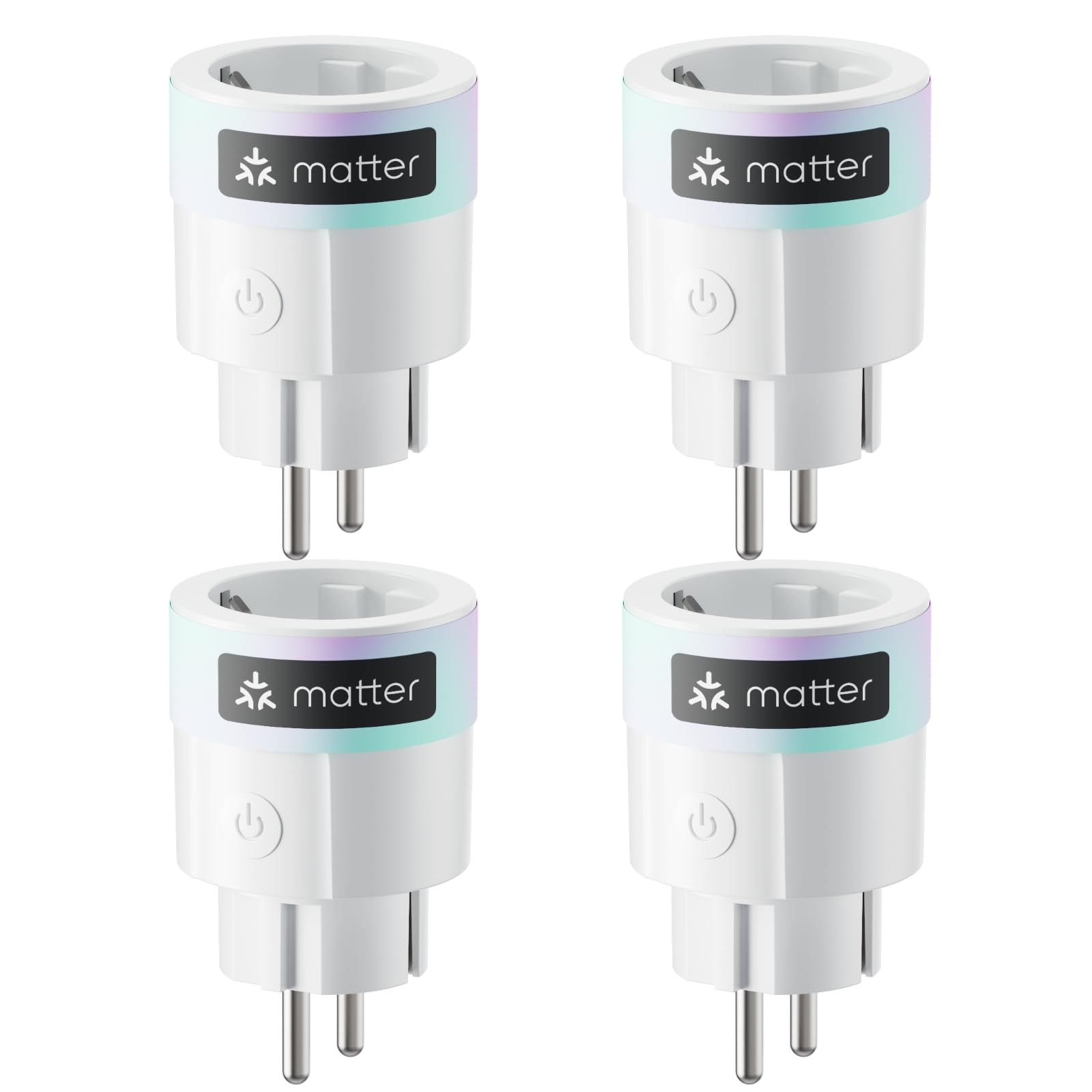 4 x Enchufes inteligentes SwitchBot Matter Plug Mini con monitor de energía, control por Wi-Fi y Bluetooth, 16A, Type F