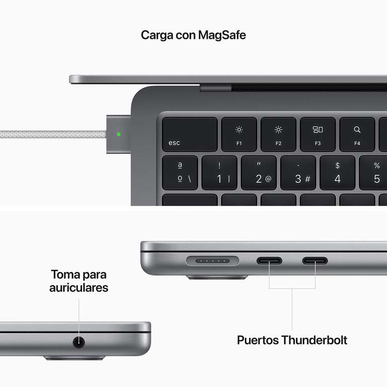 Apple MacBook Air (2022), 13,6" Retina, Air MLXW3Y/A 34,54cm En Amazon 1.345€, El Corte Ingles 1.391€, Carrefour 1.354€ y Mediamarkt 1.345€.