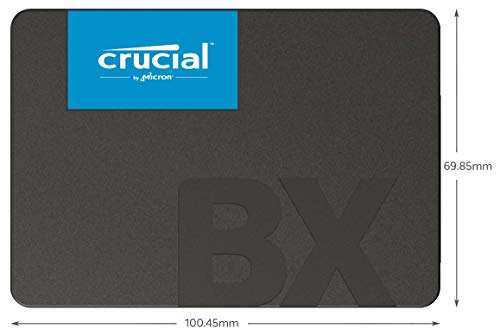 Crucial BX500 CT480BX500SSD1 de 480 GB hasta 540 MB/s, SSD interno, NAND 3D, SATA, 2,5 pulgadas, negro