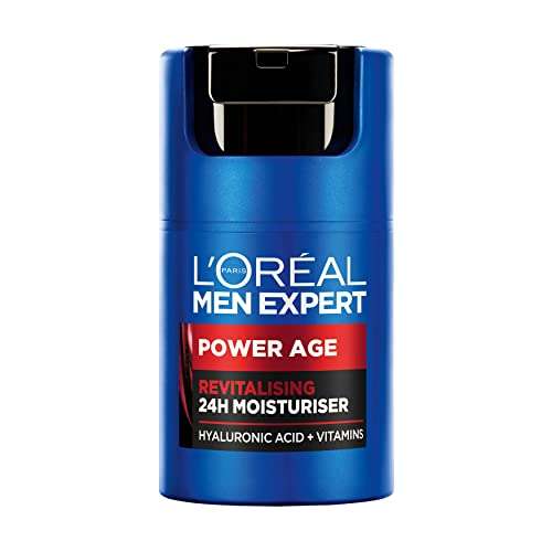 3 x L'Oréal Crema hidratante para hombre, Antiarrugas y antienvejecimiento, Con ácido hialurónico. 50ml [Unidad 5.08€]
