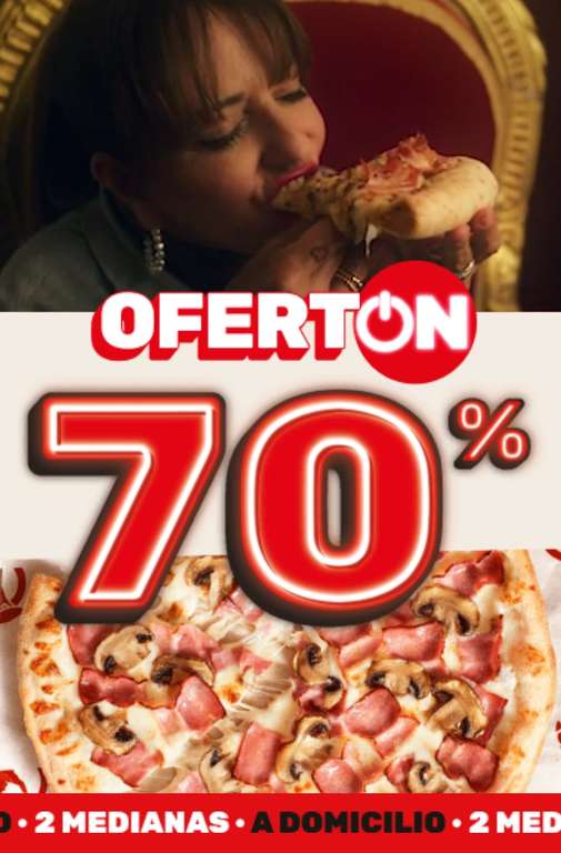 70% en Telepizza comprando 2 medianas