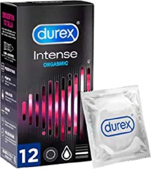 Durex Preservativos Intense con Puntos y Estrías y gel estimulante, 12 condones + Durex Mutual Climax Preservativos Con Puntos Y Estrias.