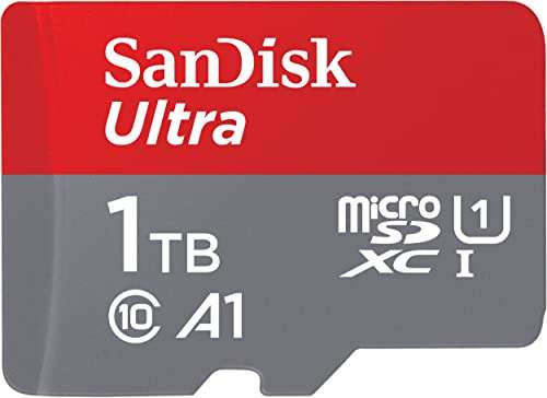 SanDisk Ultra Tarjeta de memoria microSDXC 1 TB con adaptador SD, hasta 120 MB/s, rendimiento de apps A1, Clase 10, U1, Color Rojo / gris