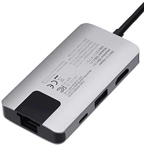 Adaptador USB-C a HDMI, 4 en 1, con puerto Ethernet, USB 3.0 y carga 100 W, válido para Nintendo Switch