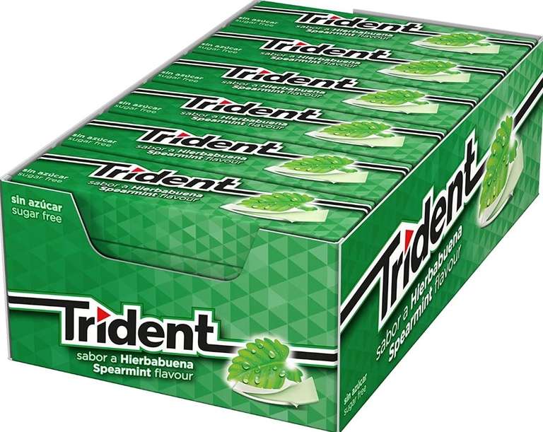 Trident Fresh Stick Clorofila - Chicles sin Azúcar con Sabor a Hierbabuena - Paquete de 24 Envases de 13,5 g