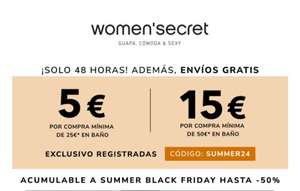WOMEN'SECRET: 5€ de descuento en compras de 25€ o 15€ en compras de 50€ [Colección baño] + ENVÍO GRATIS